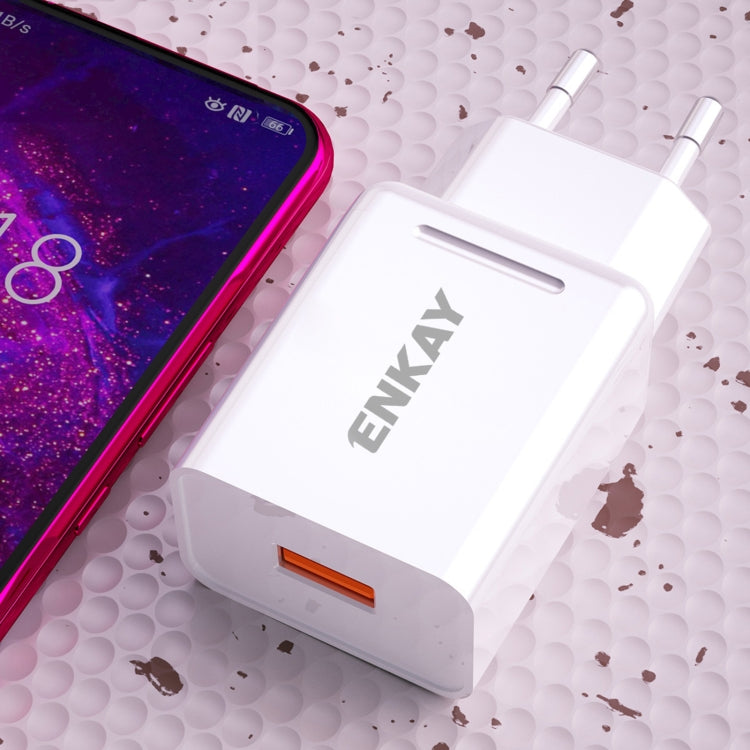 ENKAY Hat-Prince T006-1 18W USB QC 3.0 고속 충전 여행용 충전기 전원 어댑터, EU 플러그