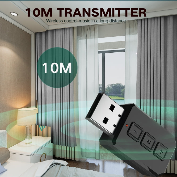 RT02 USB 블루투스 오디오 어댑터 수신 및 송신 2-in-1 블루투스 5.0 핸즈프리 통화 자동차 블루투스 리시버