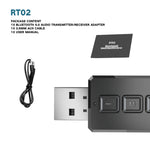 RT02 USB 블루투스 오디오 어댑터 수신 및 송신 2-in-1 블루투스 5.0 핸즈프리 통화 자동차 블루투스 리시버