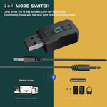 RT02 USB 블루투스 오디오 어댑터 수신 및 송신 2-in-1 블루투스 5.0 핸즈프리 통화 자동차 블루투스 리시버