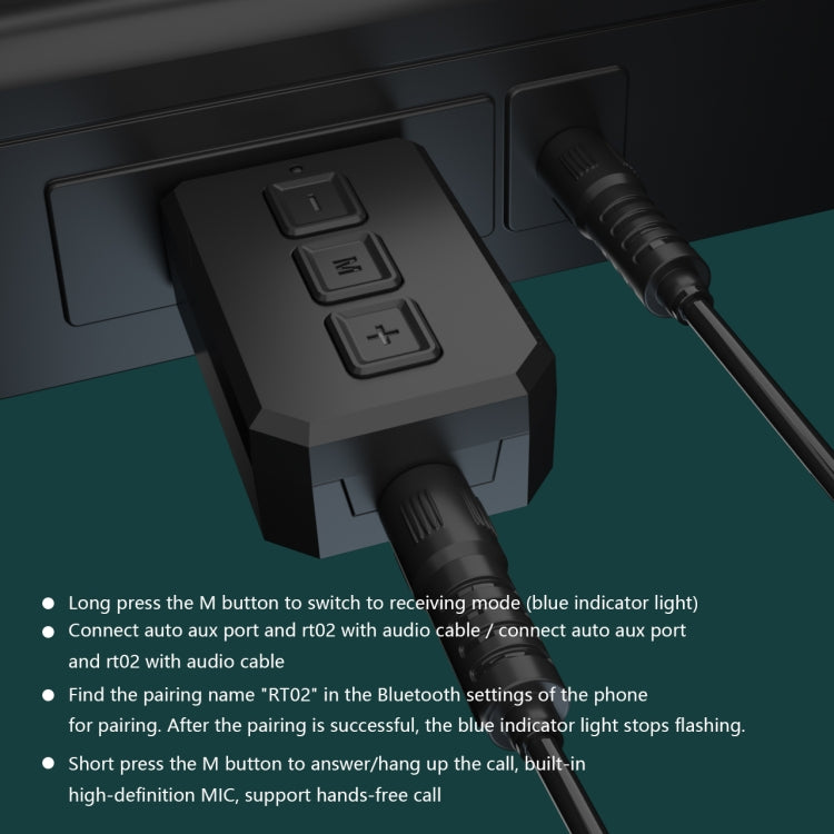 RT02 USB 블루투스 오디오 어댑터 수신 및 송신 2-in-1 블루투스 5.0 핸즈프리 통화 자동차 블루투스 리시버
