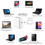 PD-96W 96W PD USB-C / 타입-C 노트북 어댑터 + 2m 5A USB-C / 타입-C to USB-C / 타입-C 고속 충전 케이블, MacBook Pro용, EU 플러그, 미국 플러그, 영국 플러그