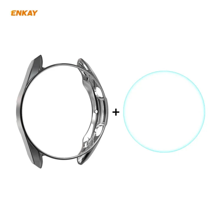 삼성 갤럭시 워치 3 41mm용 2-in-1 ENKAY 햇-프린스 전기 도금 소프트 TPU 케이스 + 0.2mm 9H 2.15D 곡면 엣지 강화유리 필름
