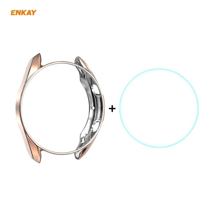 삼성 갤럭시 워치 3 41mm용 2-in-1 ENKAY 햇-프린스 전기 도금 소프트 TPU 케이스 + 0.2mm 9H 2.15D 곡면 엣지 강화유리 필름