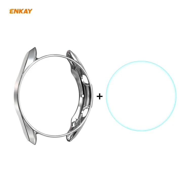 삼성 갤럭시 워치 3 41mm용 2-in-1 ENKAY 햇-프린스 전기 도금 소프트 TPU 케이스 + 0.2mm 9H 2.15D 곡면 엣지 강화유리 필름