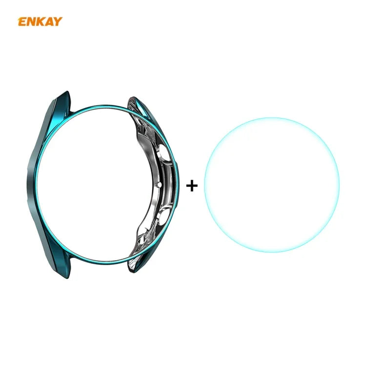 삼성 갤럭시 워치 3 45mm용 2-in-1 ENKAY 햇-프린스 전기 도금 소프트 TPU 케이스 + 0.2mm 9H 2.15D 곡면 엣지 강화유리 필름