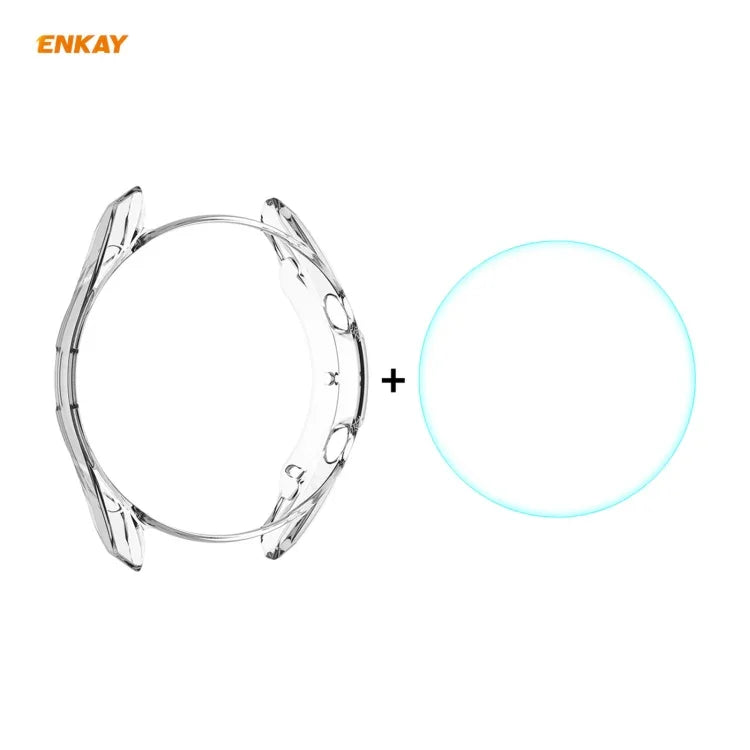 2-in-1 ENKAY 햇-프린스 투명 소프트 TPU 케이스 + 0.2mm 9H 2.15D 곡면 엣지 강화유리 필름, 삼성 갤럭시 워치 3 45mm용
