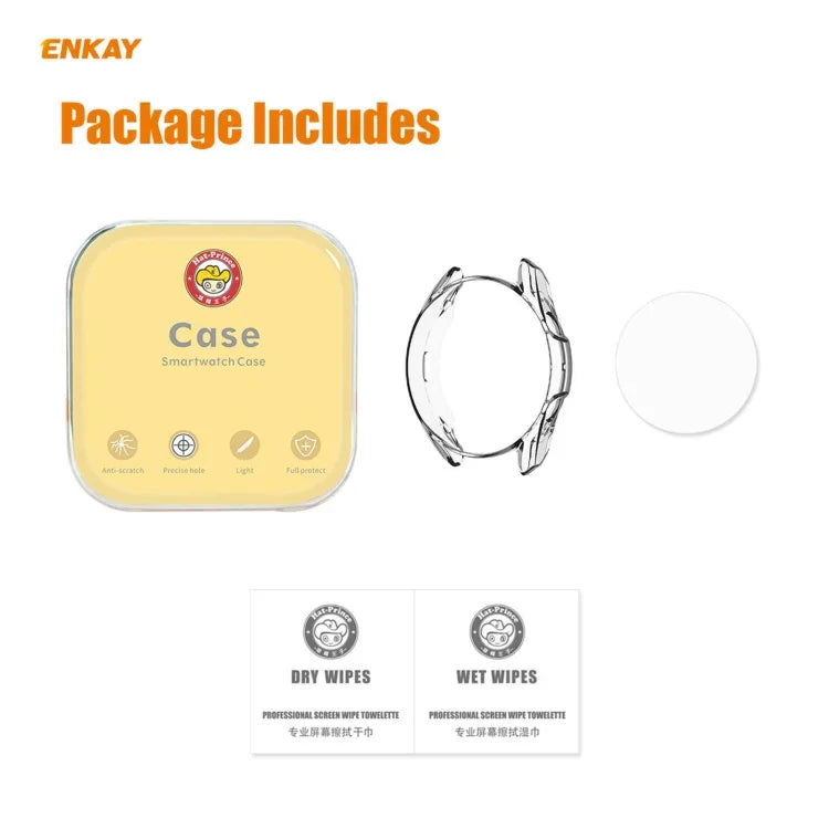 2-in-1 ENKAY 햇-프린스 투명 소프트 TPU 케이스 + 0.2mm 9H 2.15D 곡면 엣지 강화유리 필름, 삼성 갤럭시 워치 3 45mm용