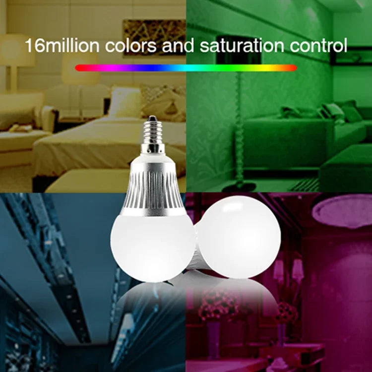 FUT013 5W E14 RGB + CCT LED 전구 AC100~240V 2.4G WiFi 리모컨 조광 가능 LED 조명