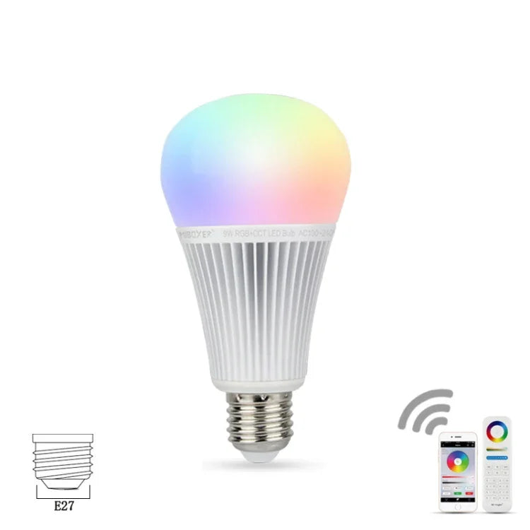 FUT012 E27 9W RGB + CCT LED 전구 조명 100V-240V 풀 컬러 리모컨 스마트 전구 WiFi 2.4G 무선