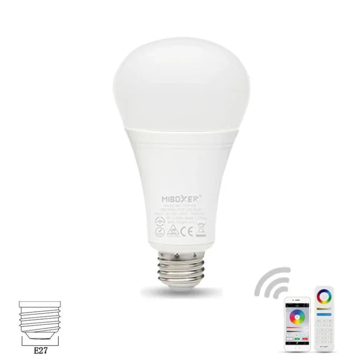 FUT105 12W RGB + CCT LED 전구 조명 E27 실내 조명 2.4G 리모컨 스마트폰 앱 제어 침실 거실 AC100~240V