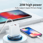 SDC-20WA+C 20W PD 3.0 + QC 3.0 USB Dual Fast Charging Universal Travel Charger with Micro USB to 8 Pin Fast Charging Data Cable, UK Plug, USB to 8 Pin (UK Plug)