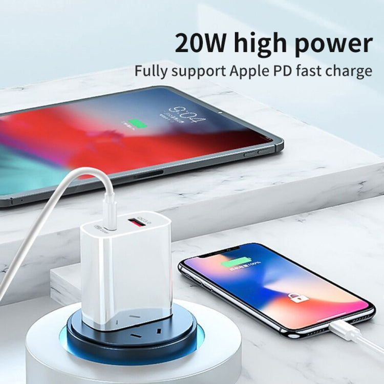 SDC-20WA+C 20W PD 3.0 + QC 3.0 USB Dual Fast Charging Universal Travel Charger with USB to Type-C / USB-C Fast Charging Data Cable, UK Plug, USB to Type-C / USB-C (UK Plug)