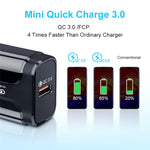 LZ-023 18W QC 3.0 USB Portable Travel Charger + 3A USB to Type-C Data Cable, EU Plug, Type-C Data Cable, EU Plug