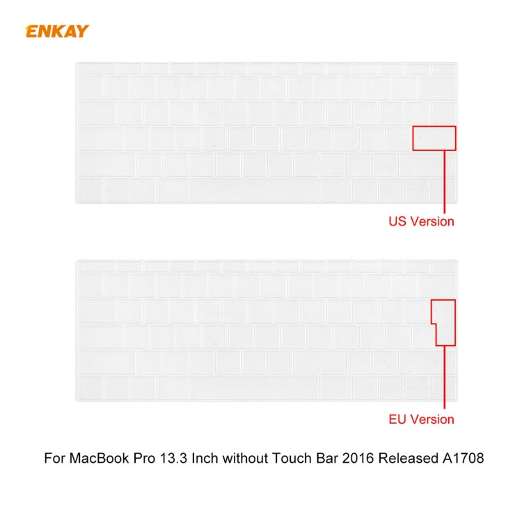 ENKAY 3-in-1 크리스탈 노트북 보호 케이스 + EU 버전 TPU 키보드 필름 + 방진 플러그 세트, MacBook Pro 13.3인치 A1708 (터치 바 없음)용