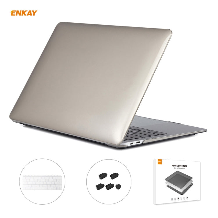 ENKAY 3-in-1 크리스탈 노트북 보호 케이스 + EU 버전 TPU 키보드 필름 + 먼지 방지 플러그 세트, MacBook Air 13.3인치 A1932 (2018)용, MacBook Air 13.3인치 A1932 (2018)용