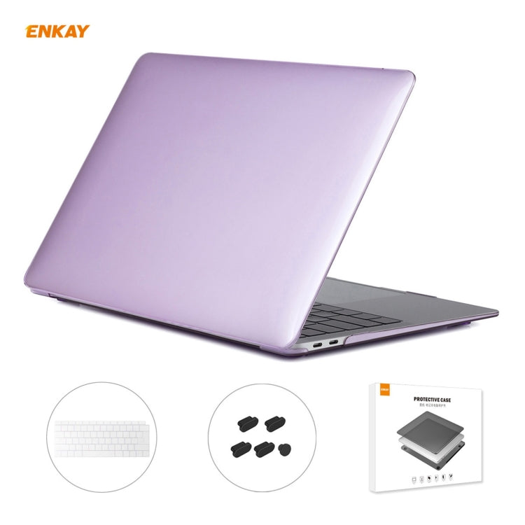 ENKAY 3-in-1 크리스탈 노트북 보호 케이스 + EU 버전 TPU 키보드 필름 + 먼지 방지 플러그 세트, MacBook Air 13.3인치 A1932 (2018)용, MacBook Air 13.3인치 A1932 (2018)용