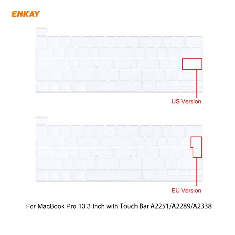 ENKAY 3-in-1 크리스탈 노트북 보호 케이스 + EU 버전 TPU 키보드 필름 + 방진 플러그 세트, MacBook Pro 13.3인치 A2251 & A2289 & A2338 (터치 바 있음)용