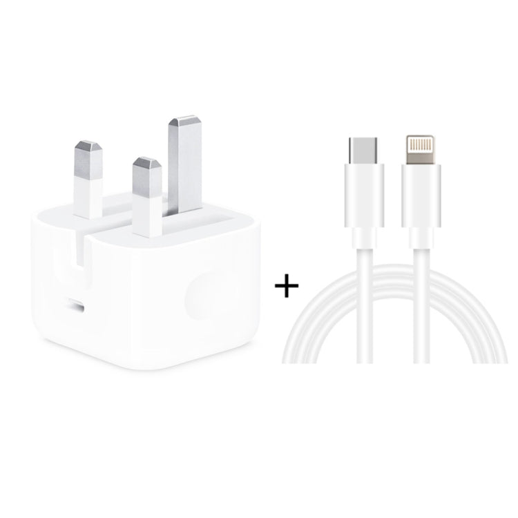 A2344 20W PD 3.0 타입-C / USB-C 접이식 여행용 충전기 + USB-C / 타입-C to 8핀 고속 충전 데이터 케이블 세트, UK 플러그, 길이: 1m, 20W 8핀 길이: 1m