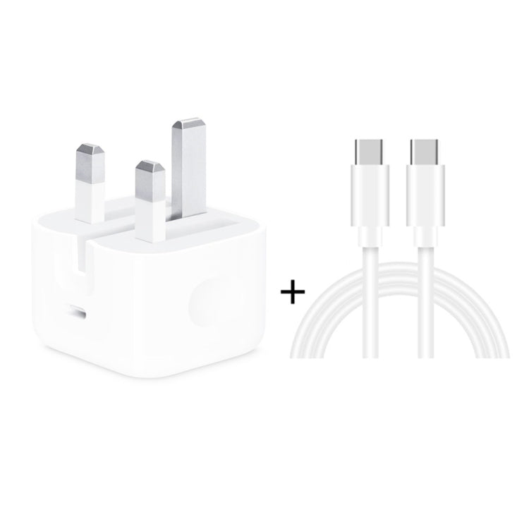 A2344 20W PD 3.0 타입-C / USB-C 접이식 여행용 충전기 + USB-C / 타입-C to 타입-C 고속 충전 데이터 케이블 세트, UK 플러그, 길이: 2m, 20W 타입-C 길이: 2m