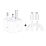 A2344 20W PD 3.0 타입-C / USB-C 접이식 여행용 충전기 + USB-C / 타입-C to 타입-C 고속 충전 데이터 케이블 세트, UK 플러그, 길이: 2m, 20W 타입-C 길이: 2m