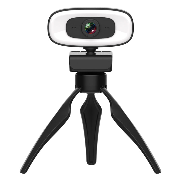 C10 2K HD 왜곡 없는 360도 회전 3단계 보조 조명 USB 드라이버 필요 없는 웹캠, 내장 사운드 선명한 마이크 포함
