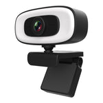 C10 2K HD 왜곡 없는 360도 회전 3단계 보조 조명 USB 드라이버 필요 없는 웹캠, 내장 사운드 선명한 마이크 포함