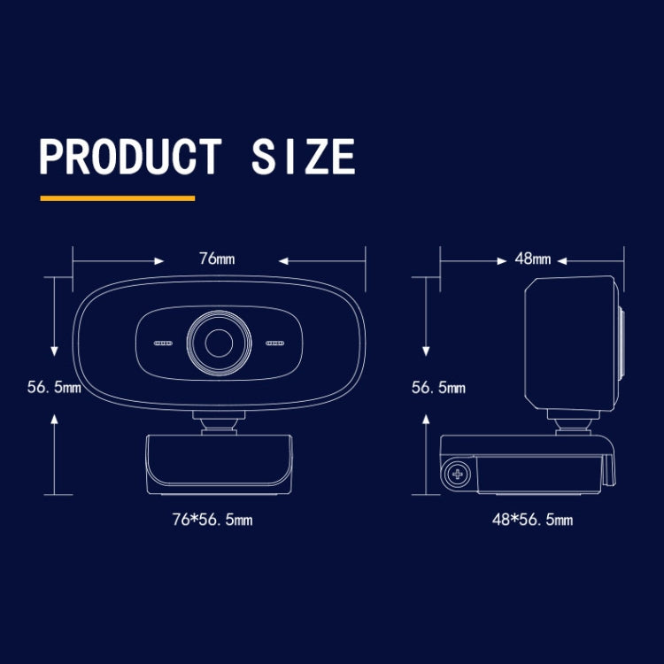 C10 2K HD 왜곡 없는 360도 회전 3단계 보조 조명 USB 드라이버 필요 없는 웹캠, 내장 사운드 선명한 마이크 포함