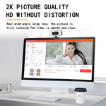 C10 2K HD 왜곡 없는 360도 회전 3단계 보조 조명 USB 드라이버 필요 없는 웹캠, 내장 사운드 선명한 마이크 포함