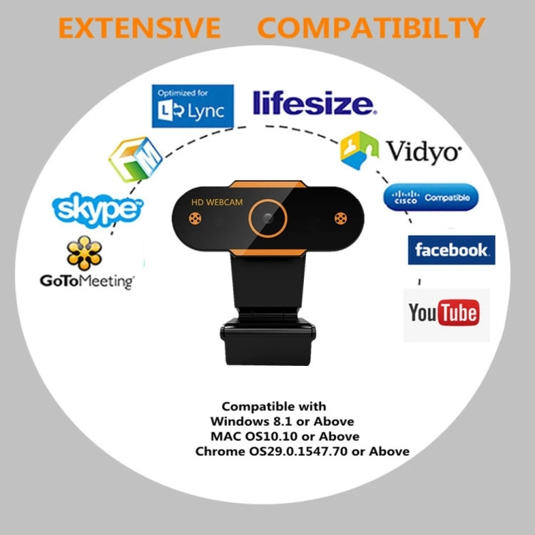 312 1080P HD USB 2.0 PC 데스크탑 카메라 웹캠 마이크 포함, 케이블 길이: 약 1.3m, 일반형, 삼각대 포함, 도청 방지