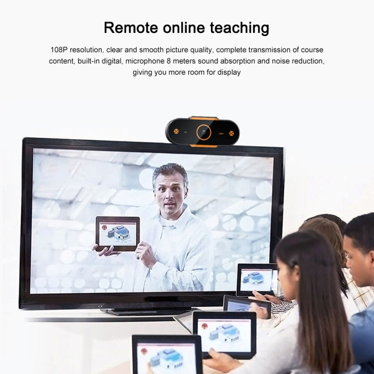 312 1080P HD USB 2.0 PC 데스크탑 카메라 웹캠 마이크 포함, 케이블 길이: 약 1.3m, 일반형, 삼각대 포함, 도청 방지