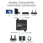 디지털-아날로그 오디오 컨버터 스테레오 추출기 DAC 앰프 광학 SPDIF 192Khz 24비트