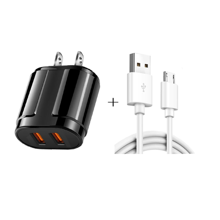 듀얼 USB 휴대용 여행용 충전기 + 1미터 USB to Micro USB 데이터 케이블, US 플러그