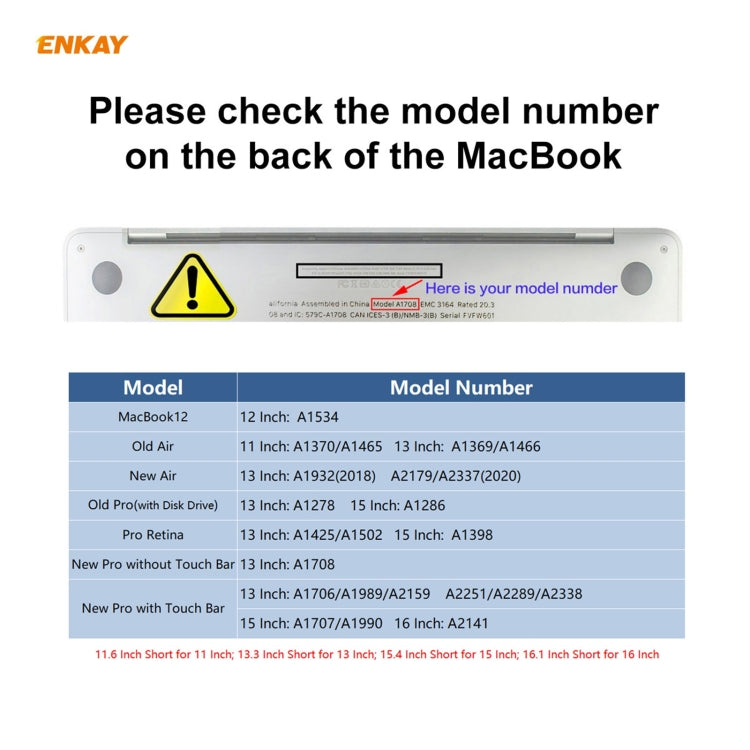 ENKAY MacBook Pro 16인치 A2141 / Pro 13.3인치 A2289 & A2251 & A2338 (2020)용 소프트 TPU 키보드 보호 필름, EU 버전