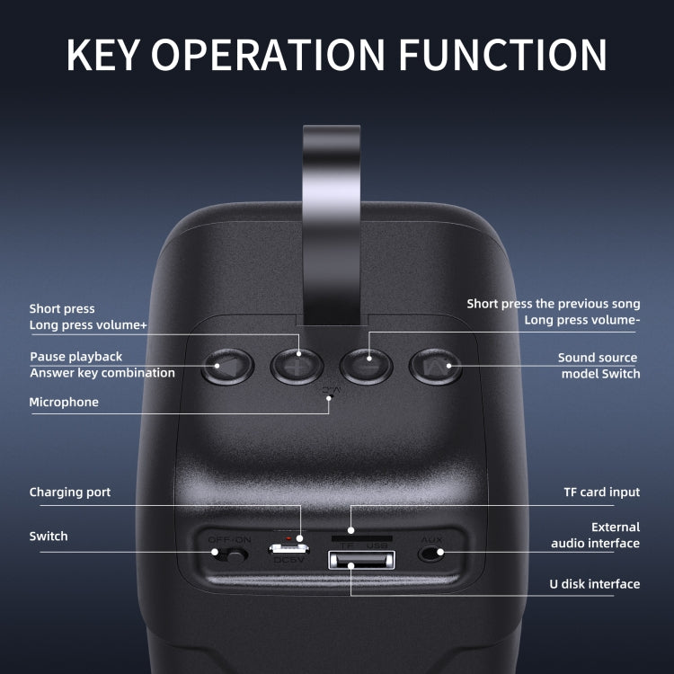 BT08 휴대용 원통형 블루투스 스피커, TF 카드 / FM / 3.5mm AUX / U 디스크 지원