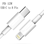 XJ-61 12W USB-C / Type-C to 8핀 PD 고속 충전 케이블, 1m, 1.5m, 2m