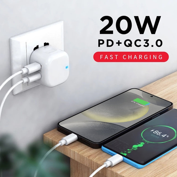 YSY-6087PD 20W PD3.0 + QC3.0 듀얼 고속 충전 여행용 충전기 USB to Micro USB 데이터 케이블 포함, EU 플러그, US 플러그, UK 플러그