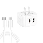 YSY-6087PD 20W PD3.0 + QC3.0 듀얼 고속 충전 여행용 충전기 Type-C to Type-C 데이터 케이블 포함, EU 플러그, US 플러그, UK 플러그