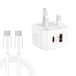 YSY-6087PD 20W PD3.0 + QC3.0 듀얼 고속 충전 여행용 충전기 Type-C to Type-C 데이터 케이블 포함, EU 플러그, US 플러그, UK 플러그