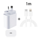 PD 20W PD 3.0 여행용 고속 충전기 전원 어댑터 USB-C / Type-C to 8핀 고속 충전 데이터 케이블, AU 플러그