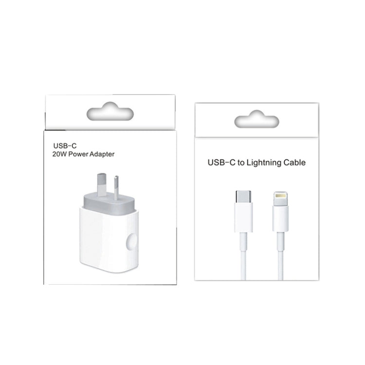 PD 20W PD 3.0 여행용 고속 충전기 전원 어댑터 USB-C / Type-C to 8핀 고속 충전 데이터 케이블, AU 플러그