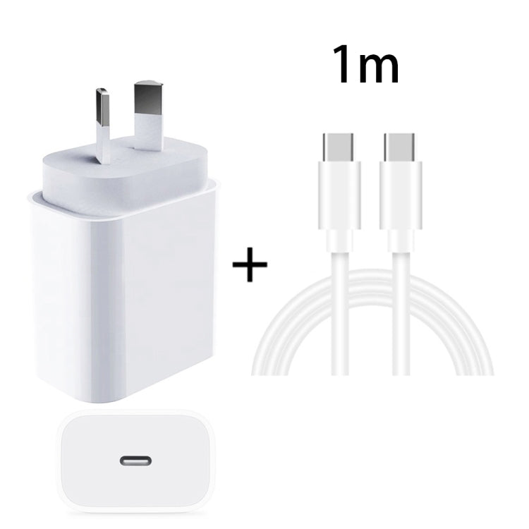 20W PD 3.0 여행용 고속 충전기 전원 어댑터 USB-C / Type-C to Type-C 고속 충전 데이터 케이블, AU 플러그, 1m, 2m