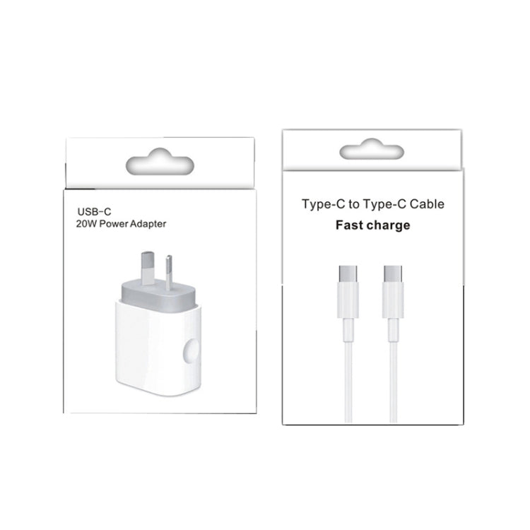 20W PD 3.0 여행용 고속 충전기 전원 어댑터 USB-C / Type-C to Type-C 고속 충전 데이터 케이블, AU 플러그, 1m, 2m