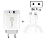 20W PD Type-C + QC 3.0 USB 인터페이스 고속 충전 여행용 충전기 USB-C / Type-C to 8핀 고속 충전 데이터 케이블 포함, EU 플러그, US 플러그, AU 플러그