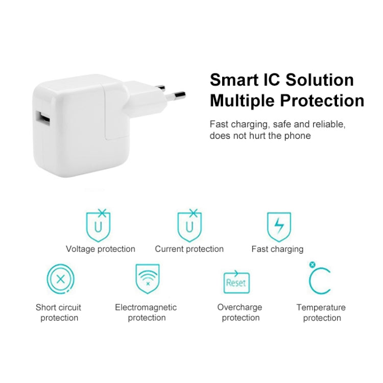 12W USB 포트 여행용 충전기 iPad 시리즈 / iPod 시리즈 / iPhone 시리즈용, EU 플러그