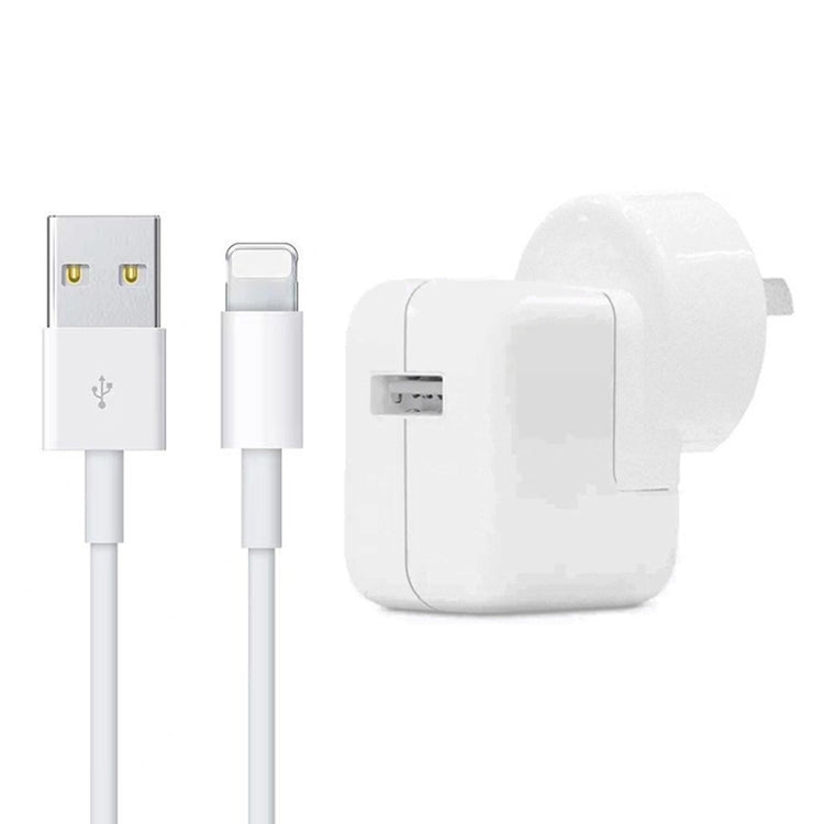 12W USB 충전기 + USB to 8핀 데이터 케이블 iPad / iPhone / iPod 시리즈용, AU 플러그