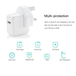 12W USB 충전기 + USB to 8핀 데이터 케이블 iPad / iPhone / iPod 시리즈용, UK 플러그