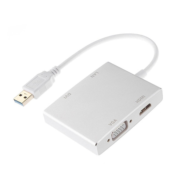 WS-03 4-in-1 USB 3.0 to VGA + HDMI + DVI + RJ45 네트워크 카드 이더넷 변환기