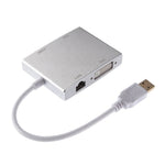WS-03 4-in-1 USB 3.0 to VGA + HDMI + DVI + RJ45 네트워크 카드 이더넷 변환기