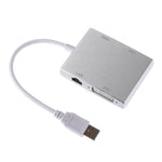 WS-03 4-in-1 USB 3.0 to VGA + HDMI + DVI + RJ45 네트워크 카드 이더넷 변환기